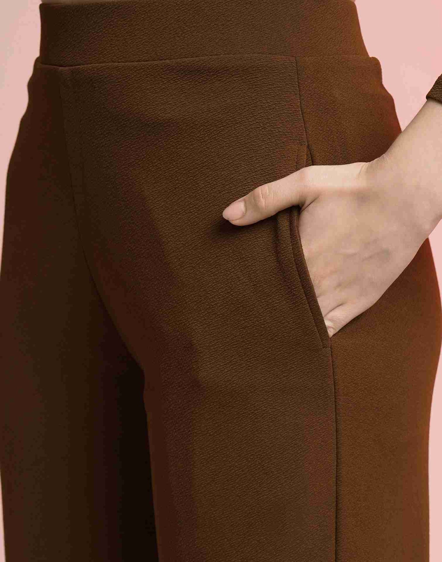 Brown Lycra Plain Co-ord Set