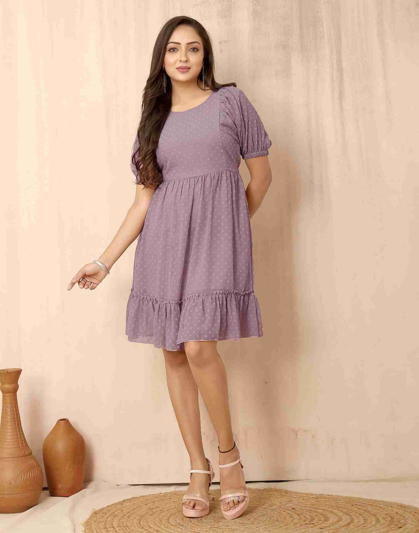 Mauve Chiffon Woven Dress