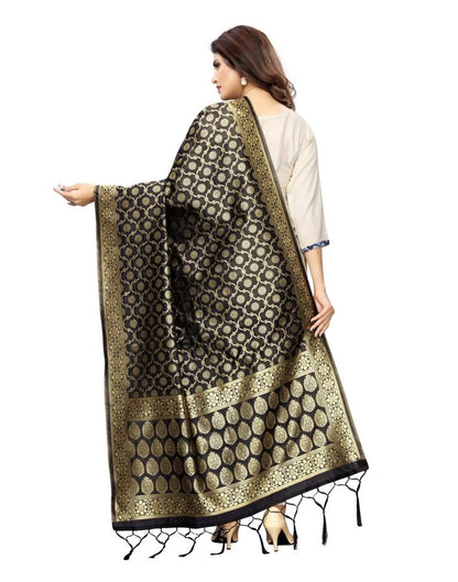 Angellic Black Coloured Poly Silk Jacquard Banarasi Dupatta | Sudathi