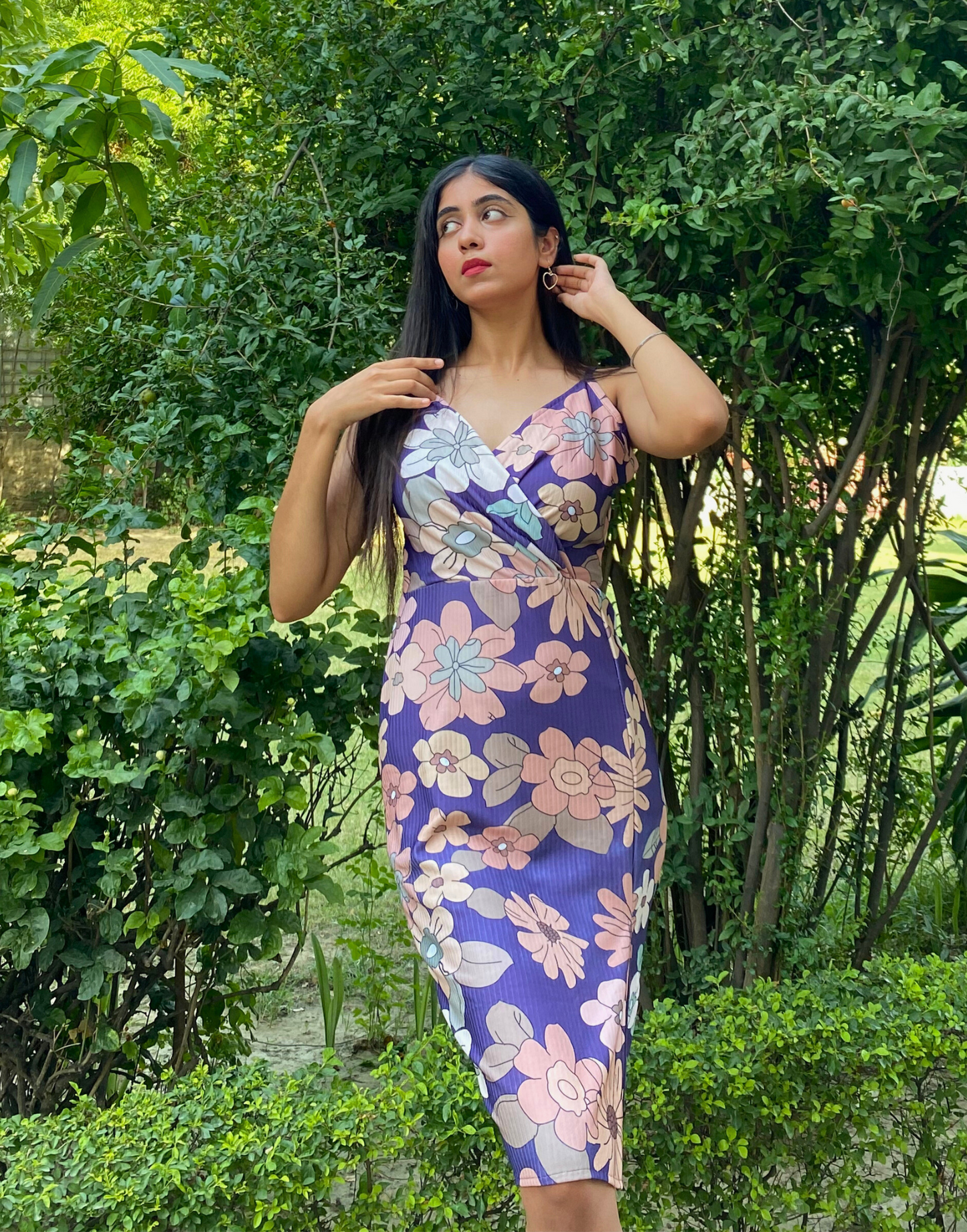 Purple Wrap Slit Bodycon | Leemboodi