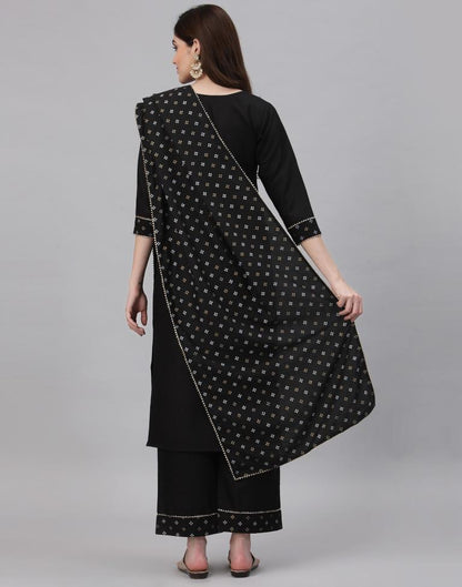 Black Khadi printed Kurti with Pant And Dupatta | Leemboodi