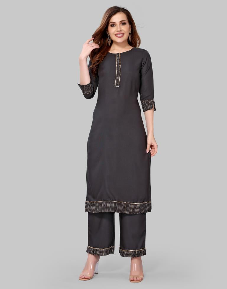 Grey Khadi printed Kurti with Pant And Dupatta | Leemboodi