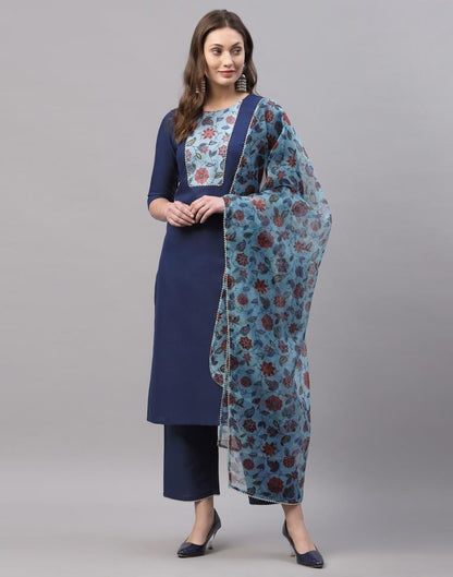 Teal Blue Kurti with Pant And Dupatta | Leemboodi