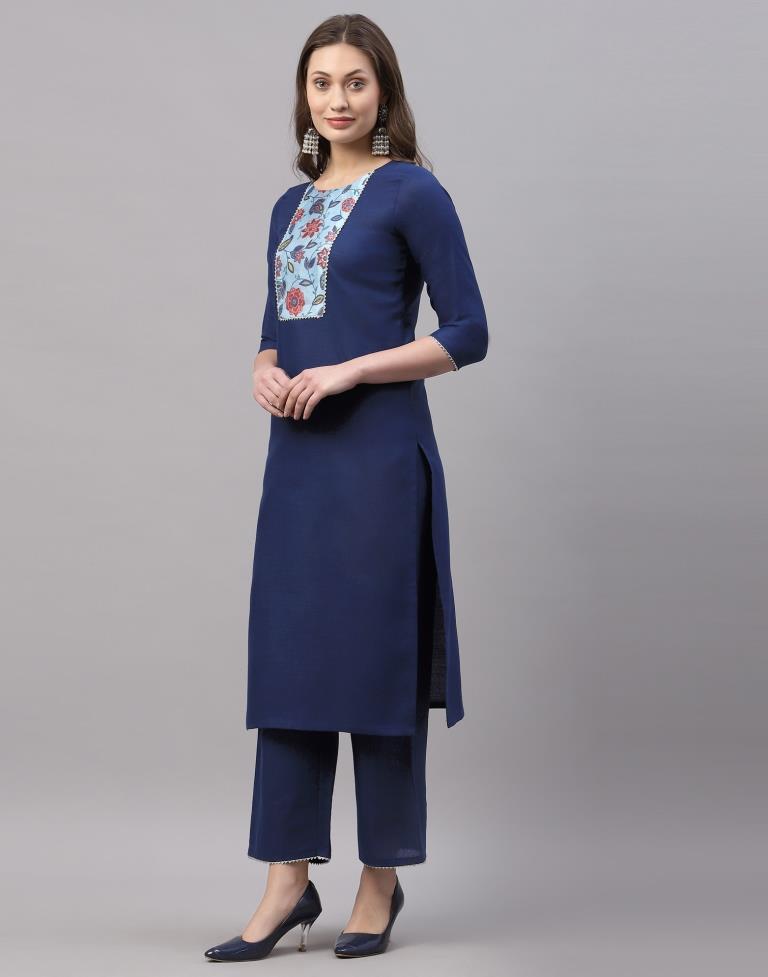 Teal Blue Kurti with Pant And Dupatta | Leemboodi