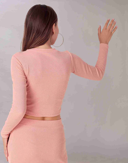 Pink Cotton Knitted Co-ord Set