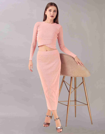 Pink Cotton Knitted Co-ord Set