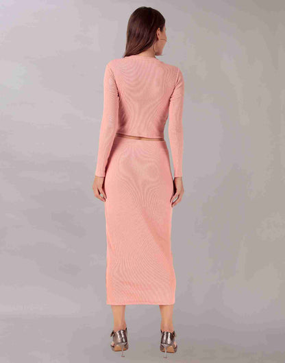 Pink Cotton Knitted Co-ord Set