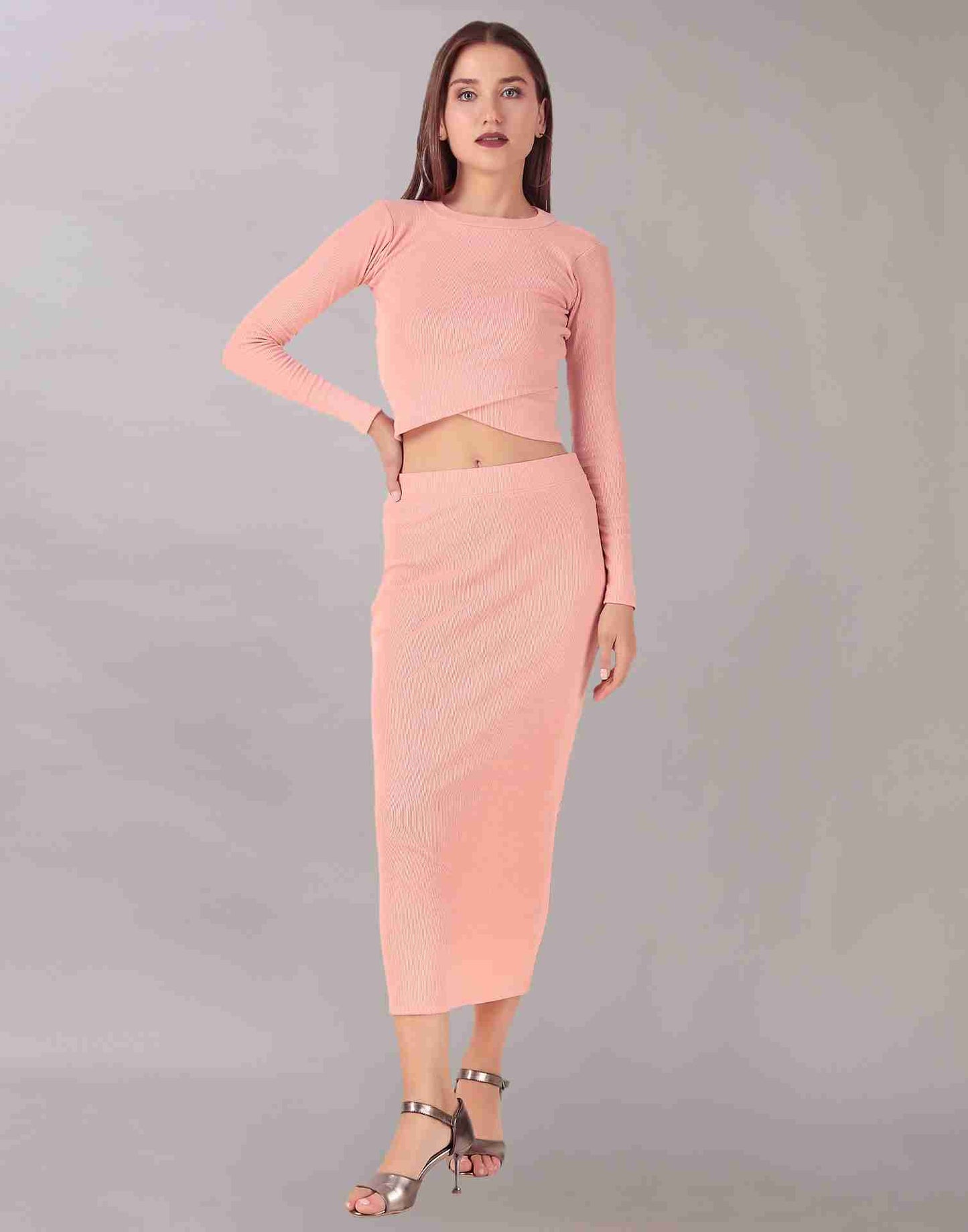 Pink Cotton Knitted Co-ord Set