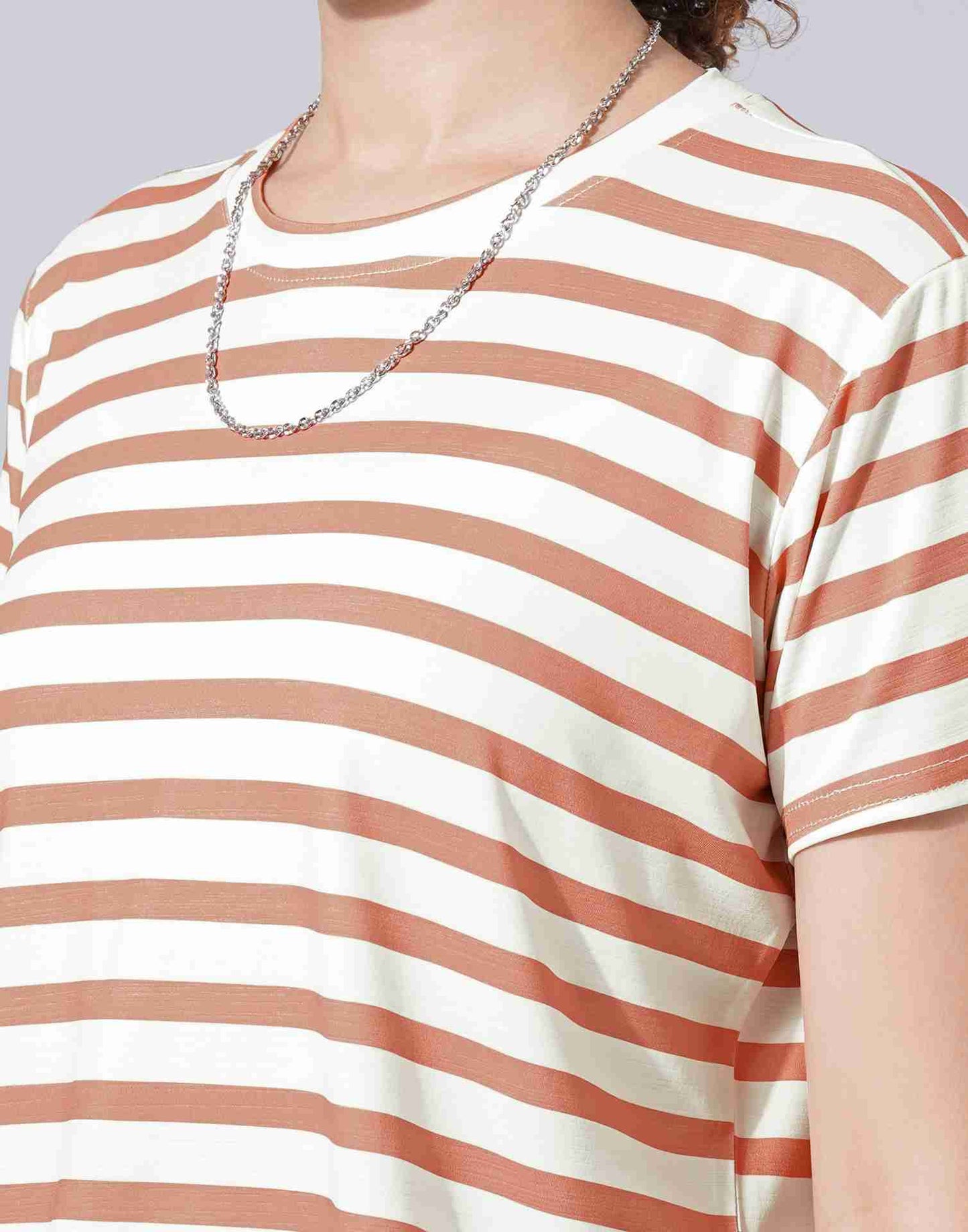 Brown Lycra Printed T-shirt