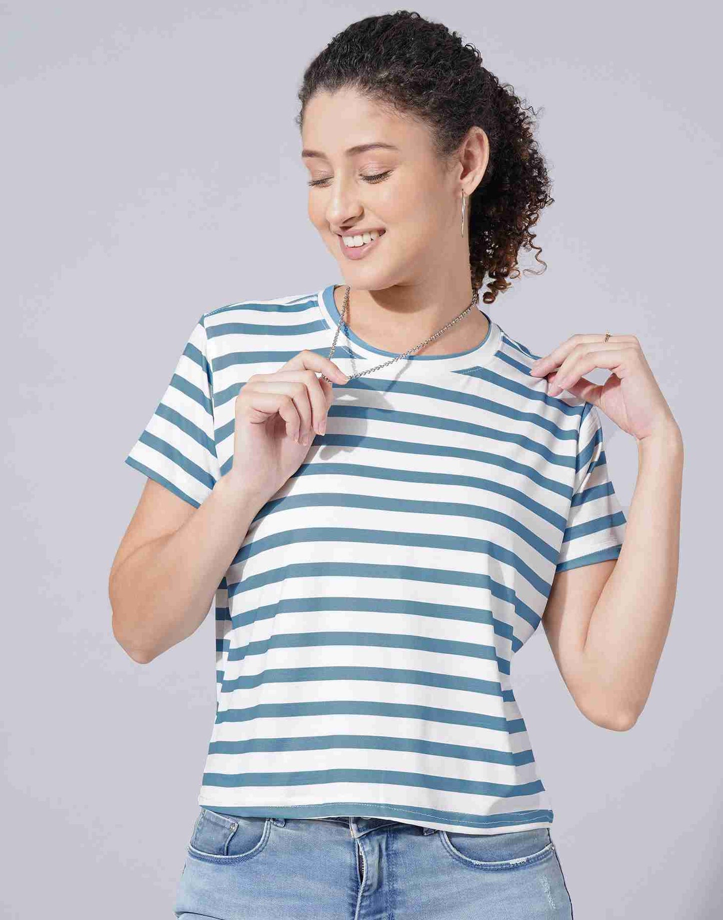 Teal Lycra Printed T-shirt