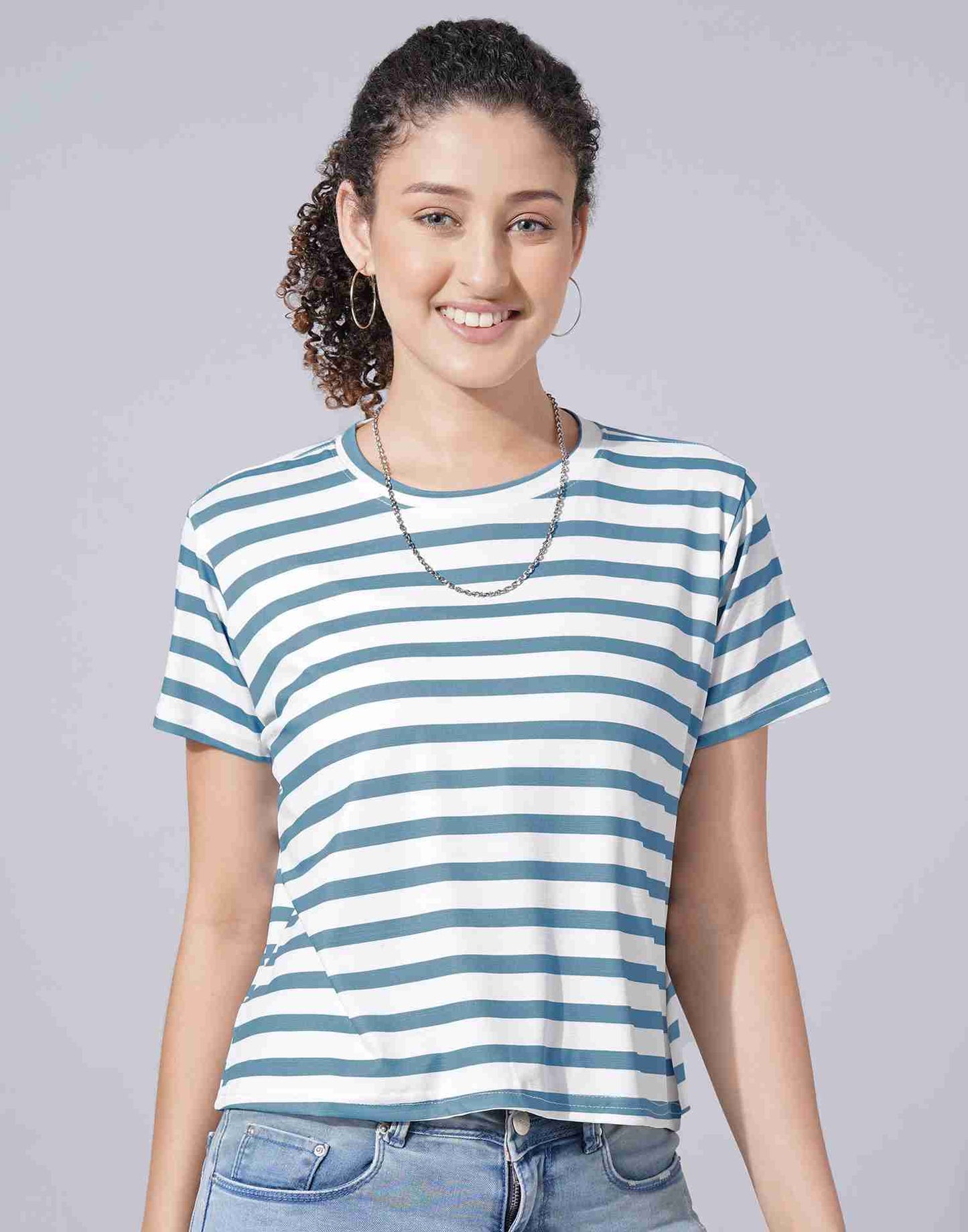 Teal Lycra Printed T-shirt