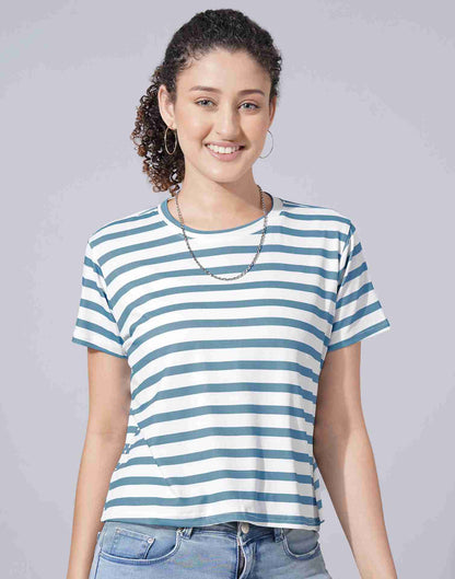 Teal Lycra Printed T-shirt