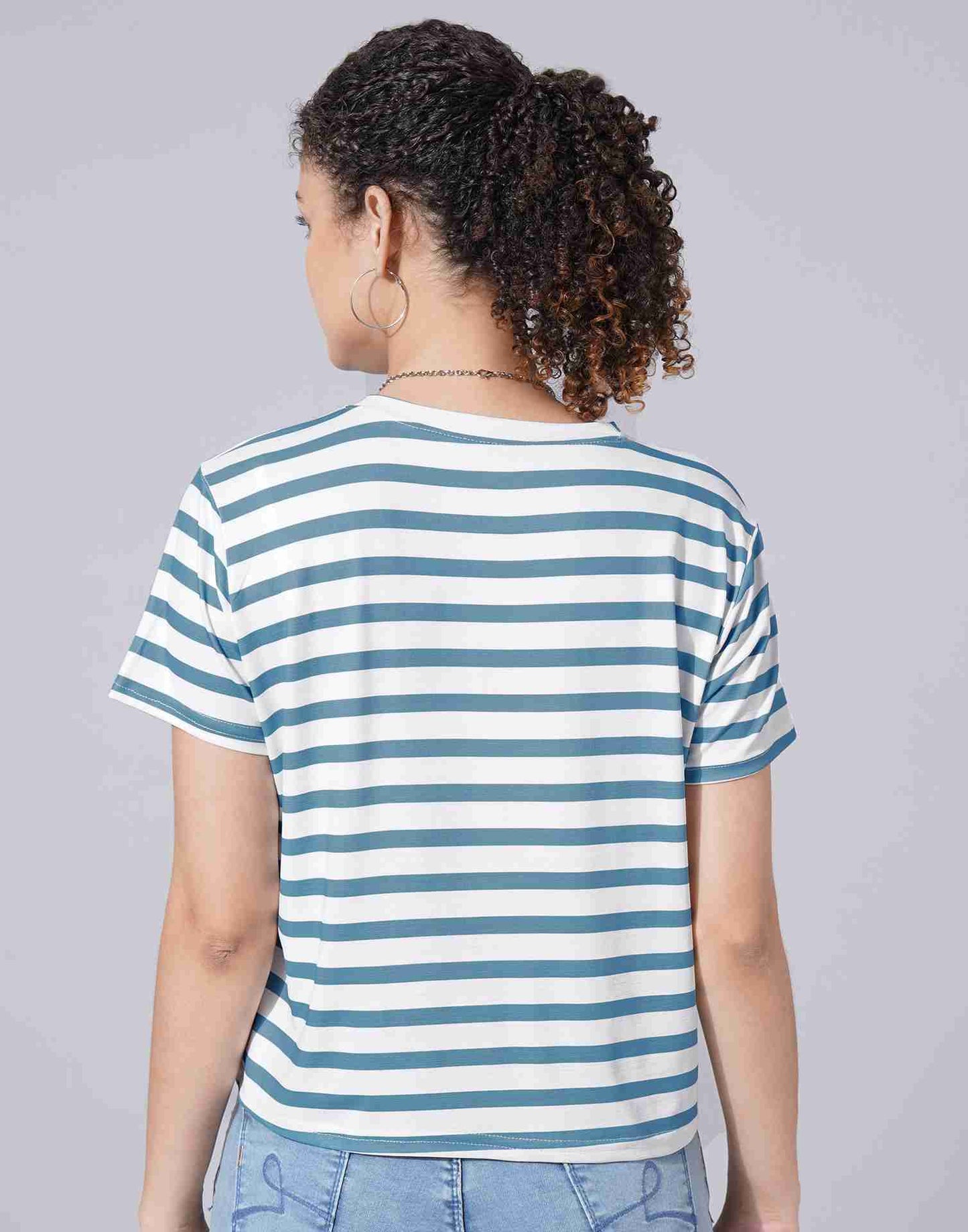 Teal Lycra Printed T-shirt