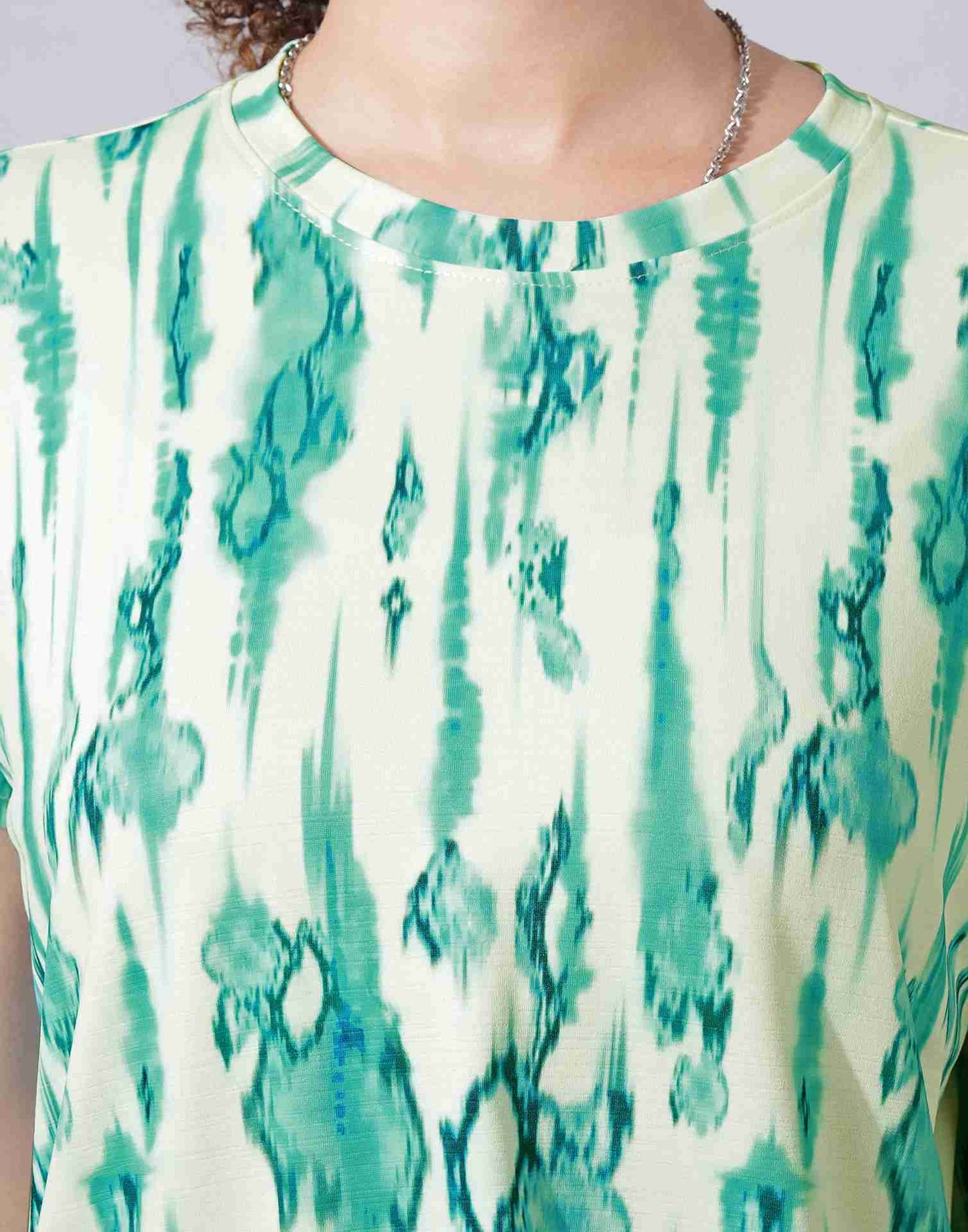 Turquoise Lycra Printed T-shirt