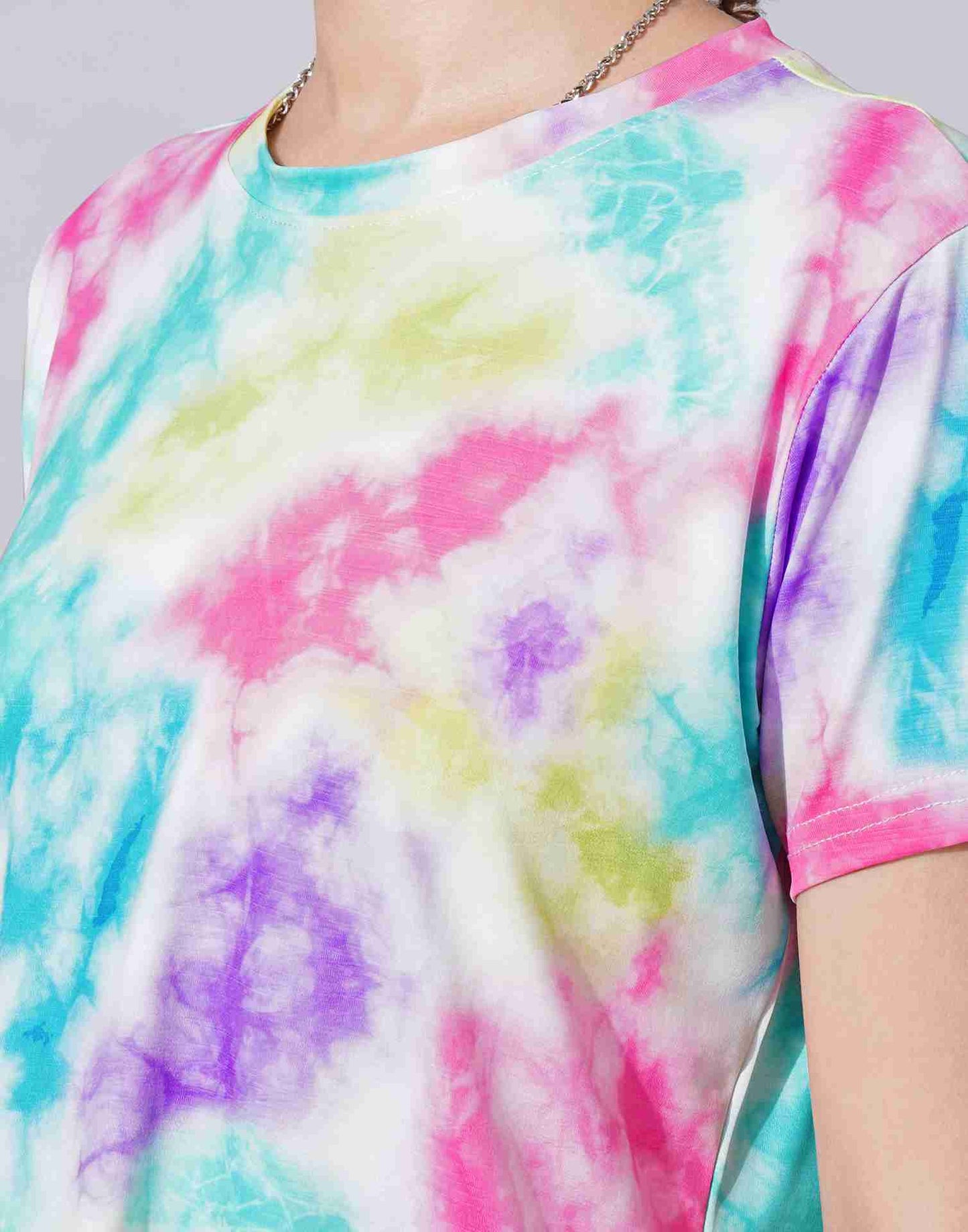 Multicolored Lycra Printed T-shirt