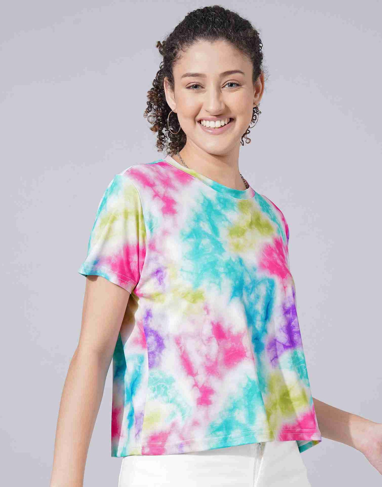 Multicolored Lycra Printed T-shirt
