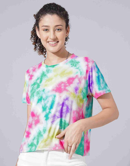 Multicolored Lycra Printed T-shirt