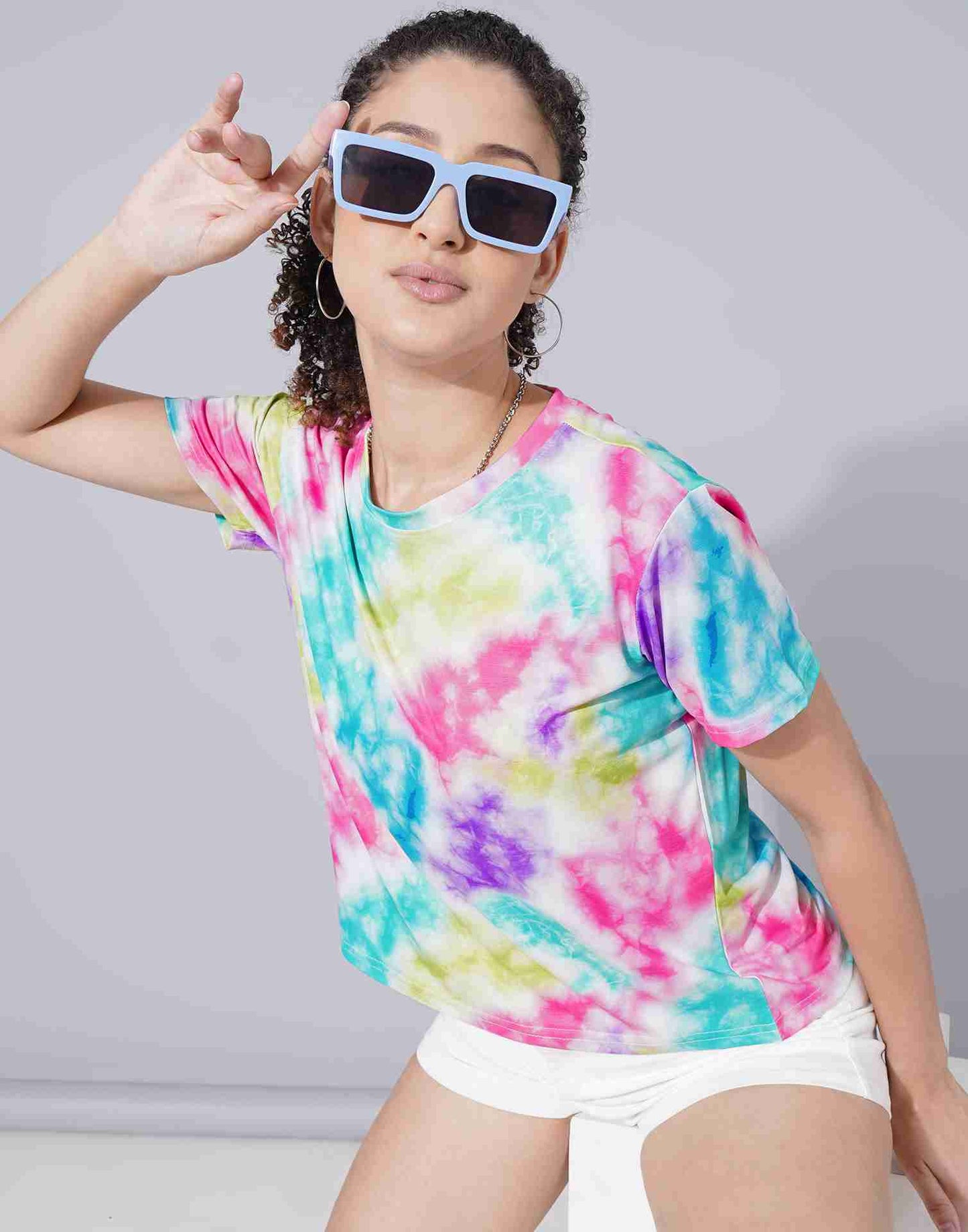 Multicolored Lycra Printed T-shirt