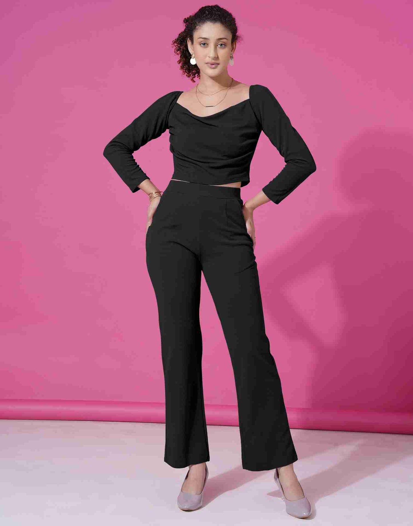 Black Lycra Plain Co-ord Set