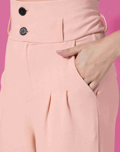 Pink Lycra Plain Co-ord Set