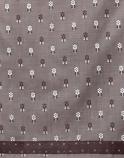 Grey Cotton Printed Straight Kurta Kurti With Pant And Dupatta | Sudathi
