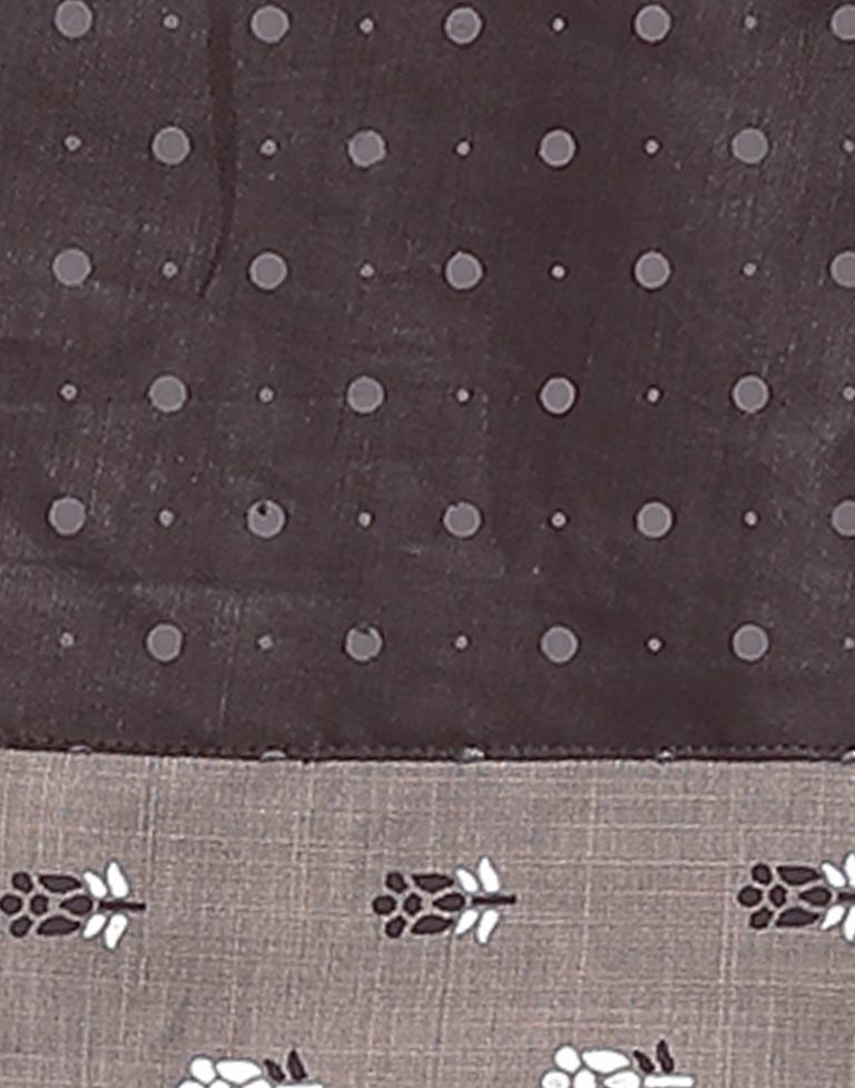 Grey Cotton Printed Straight Kurta Kurti With Pant And Dupatta | Sudathi