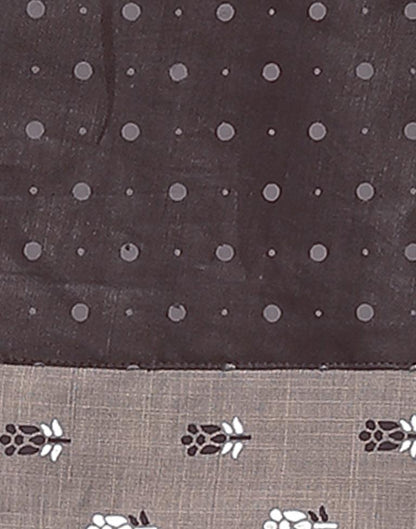 Grey Cotton Printed Straight Kurta Kurti With Pant And Dupatta | Sudathi