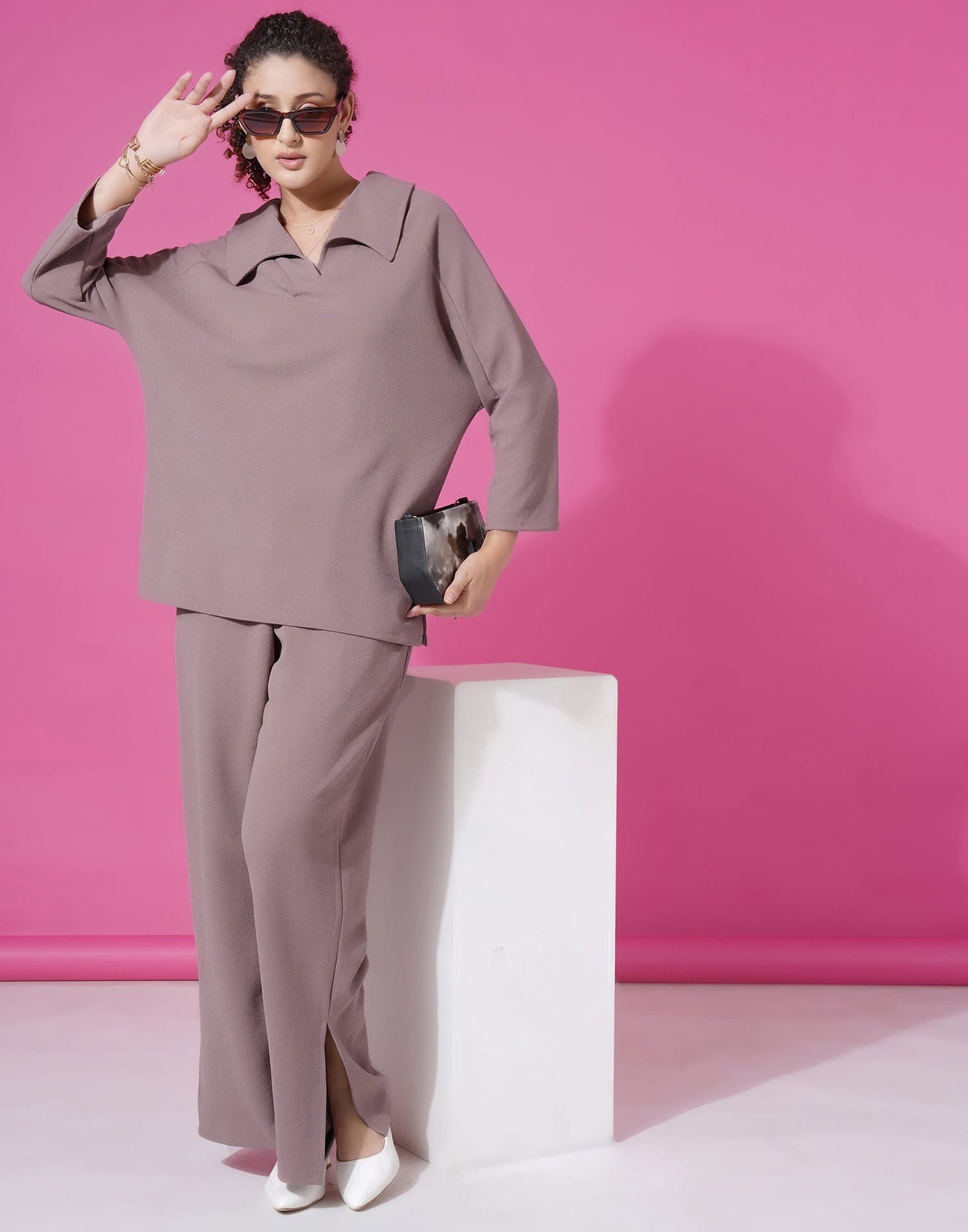 Mauve Lycra Plain Co-ord Set