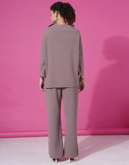 Mauve Lycra Plain Co-ord Set