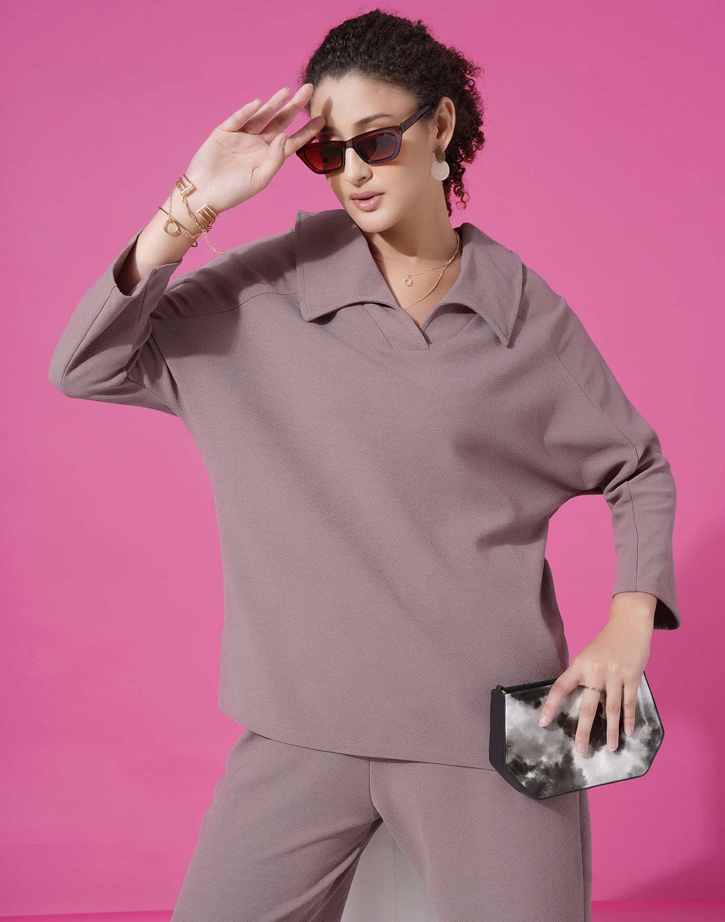 Mauve Lycra Plain Co-ord Set