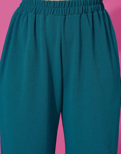 Teal Blue Lycra Plain Co-ord Set