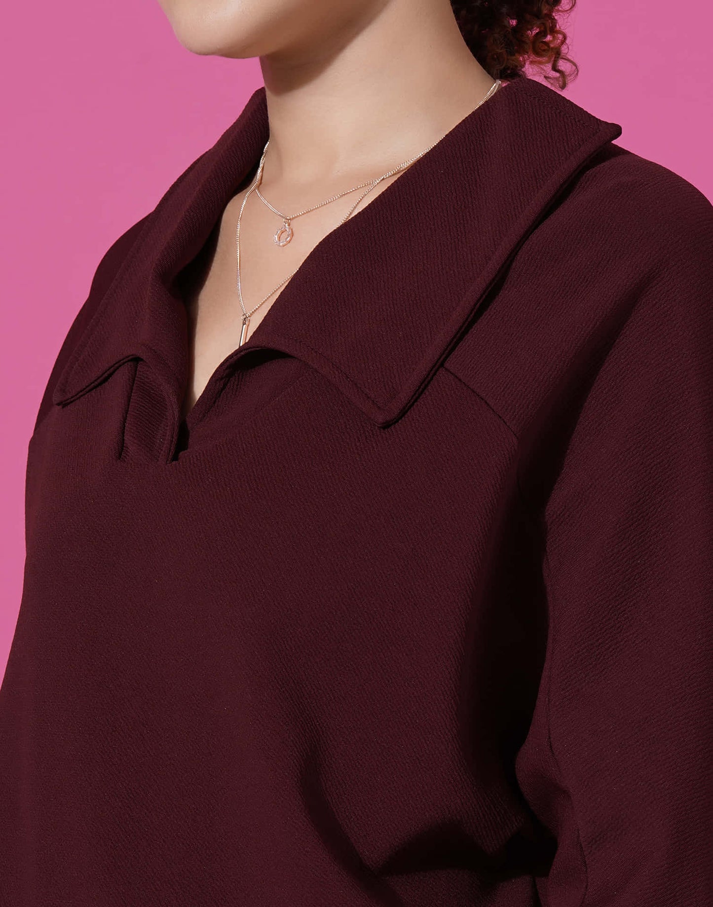 Maroon Lycra Plain Co-ord Set