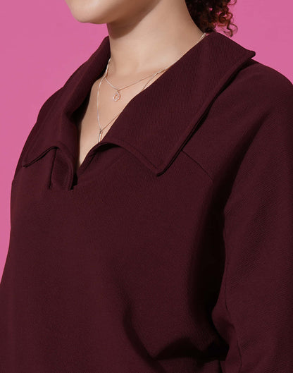 Maroon Lycra Plain Co-ord Set