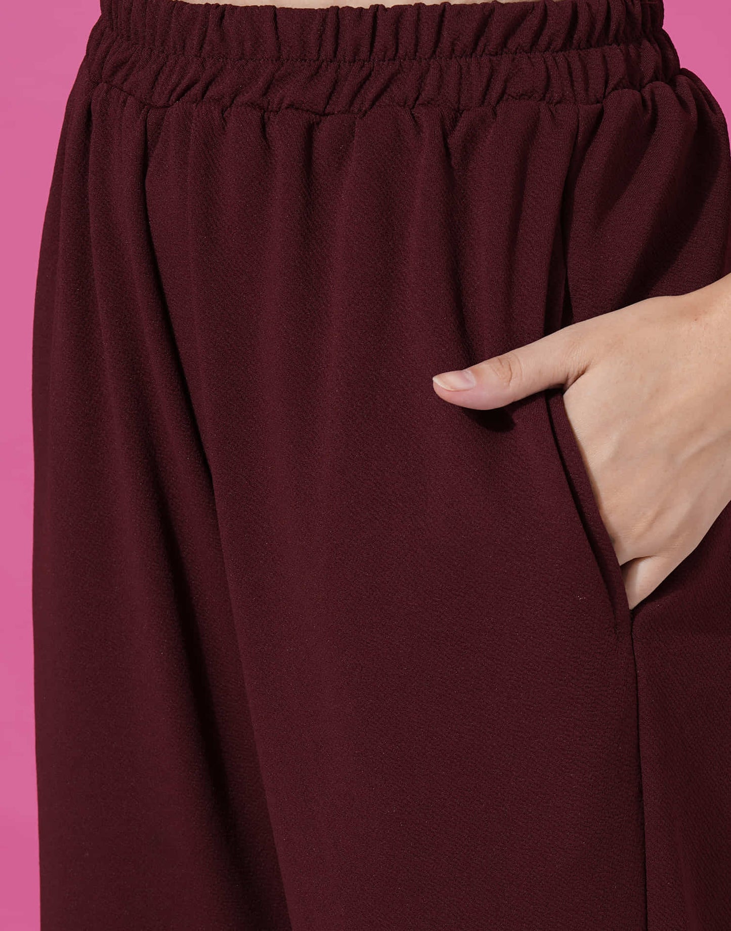 Maroon Lycra Plain Co-ord Set