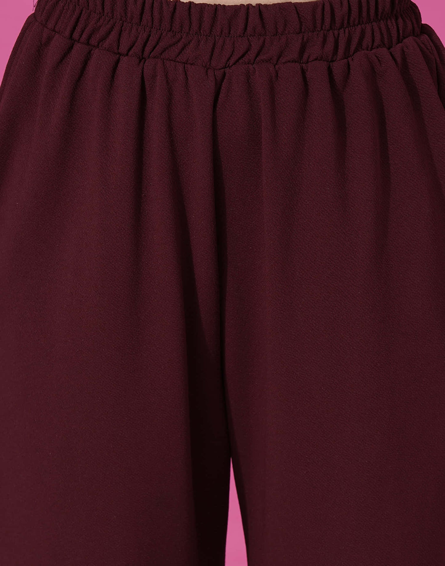 Maroon Lycra Plain Co-ord Set