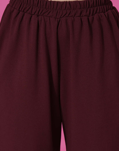 Maroon Lycra Plain Co-ord Set