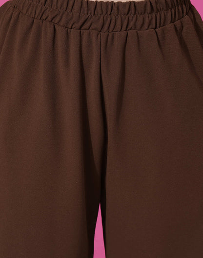 Brown Lycra Plain Co-ord Set