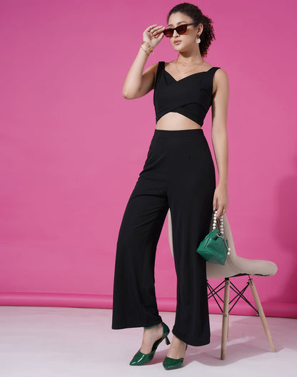 Black Lycra Plain Co-ord Set