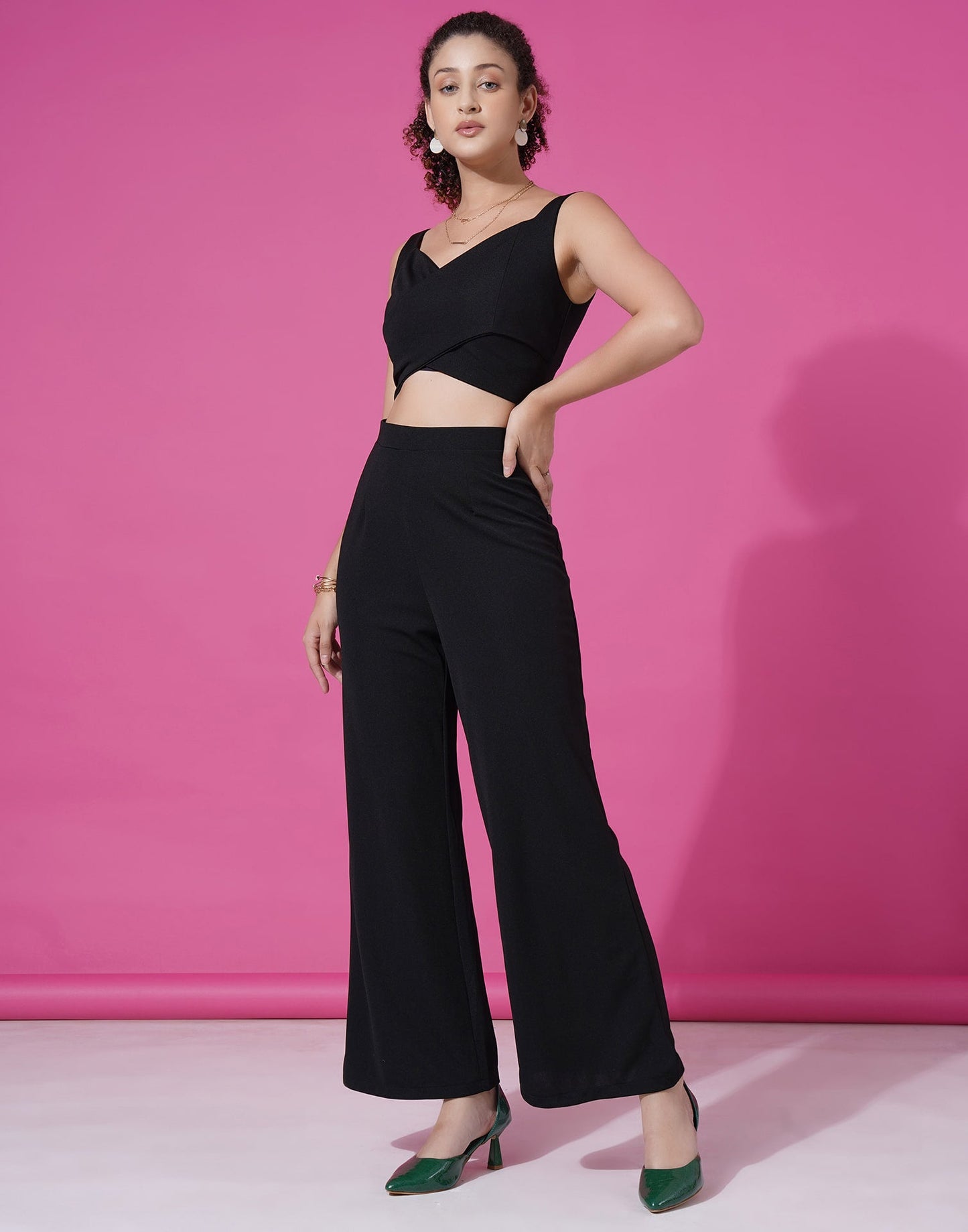 Black Lycra Plain Co-ord Set