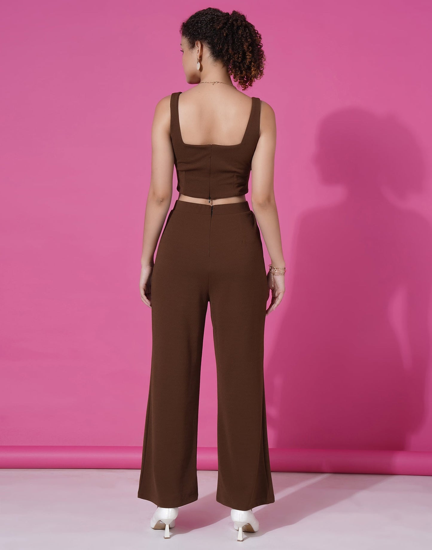 Brown Lycra Plain Co-ord Set