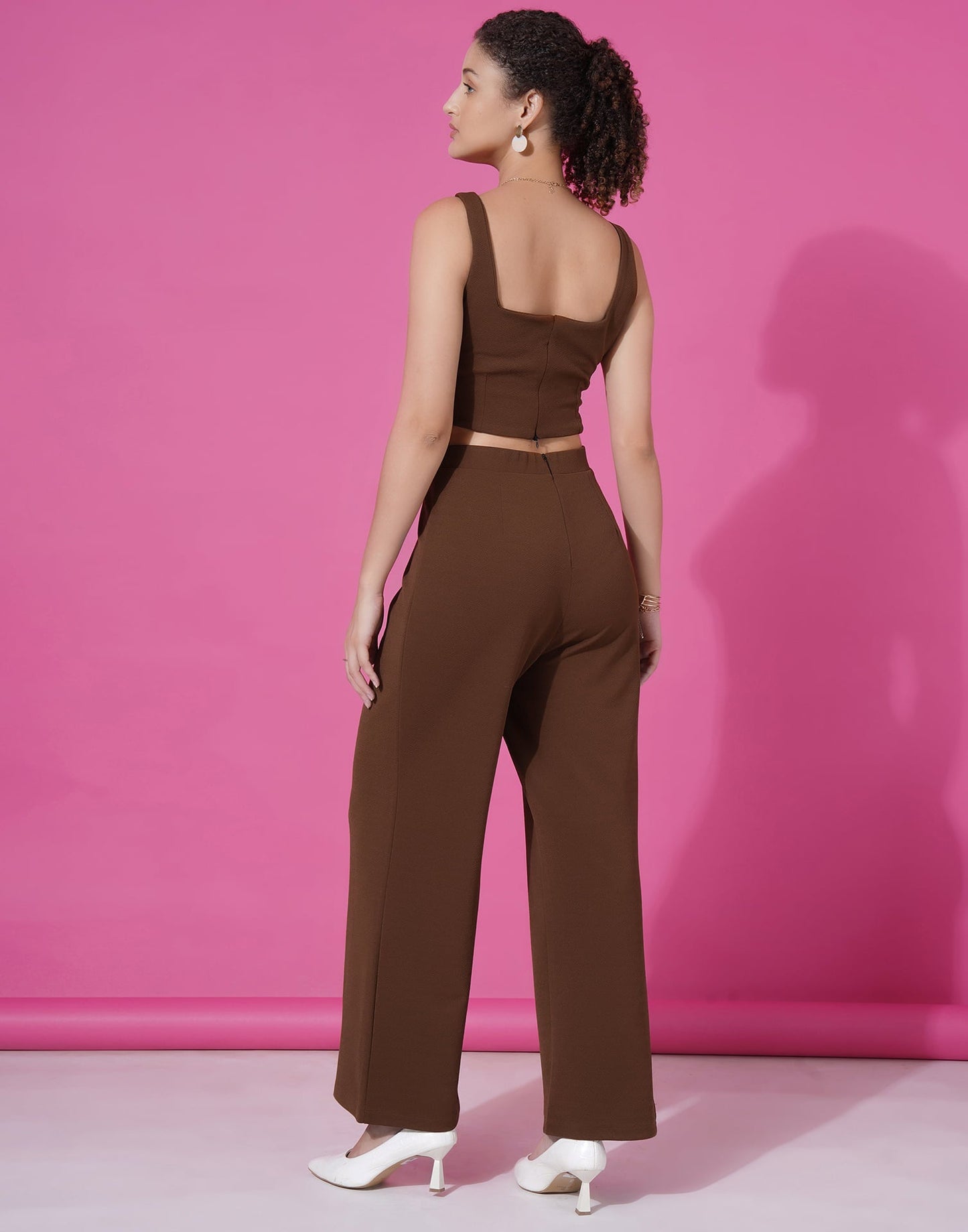 Brown Lycra Plain Co-ord Set