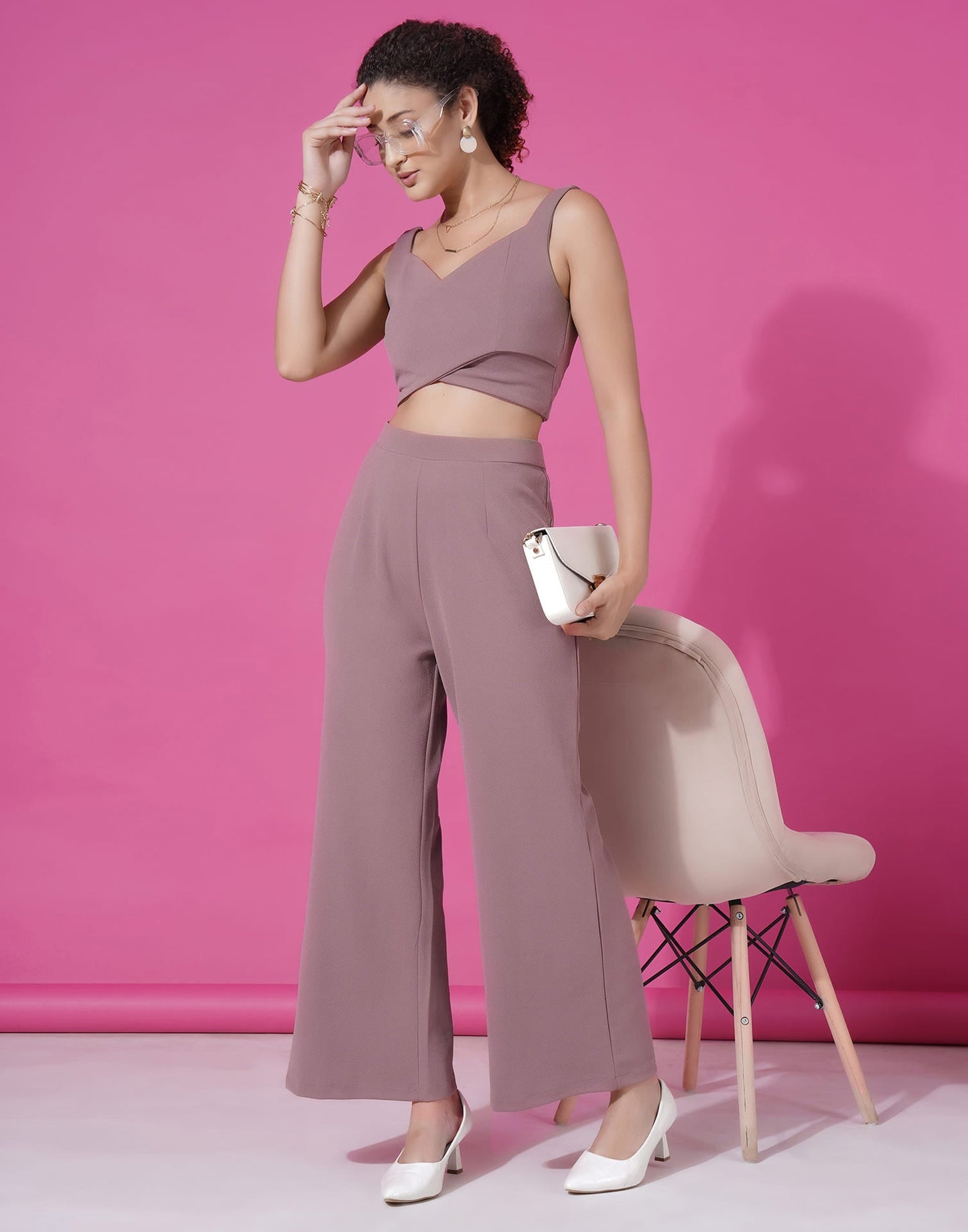 Mauve Lycra Plain Co-ord Set