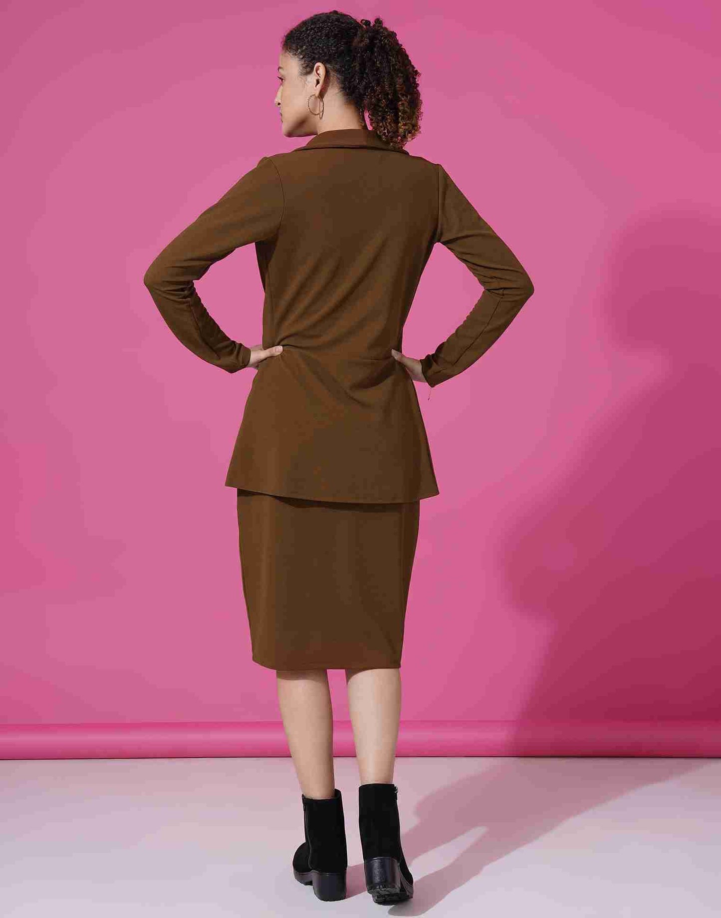 Brown Lycra Plain Co-ord Set