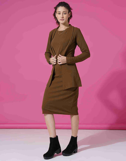 Brown Lycra Plain Co-ord Set