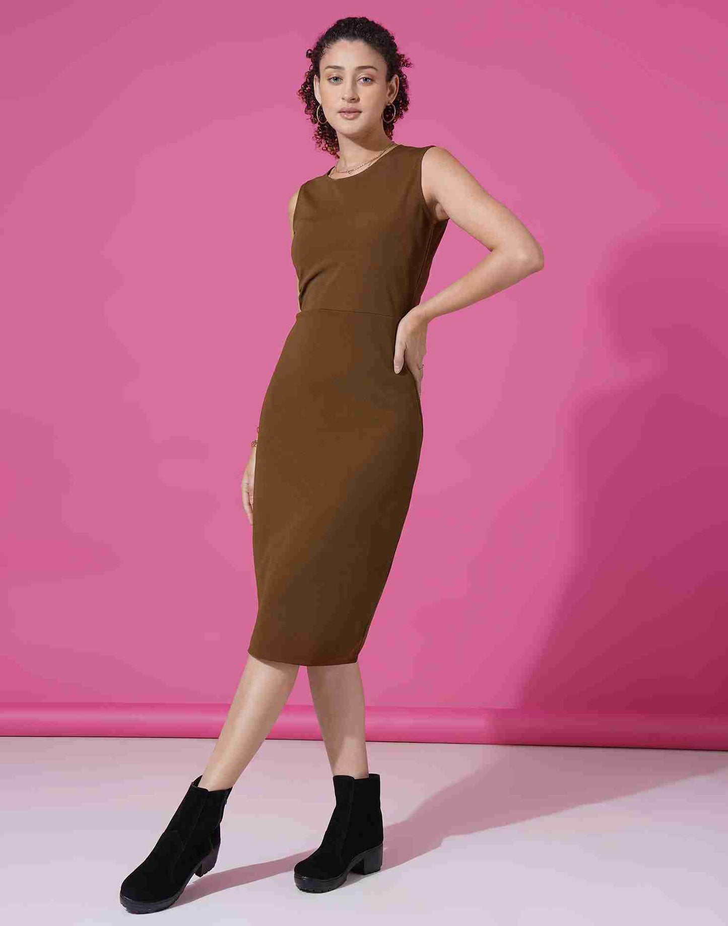 Brown Lycra Plain Co-ord Set