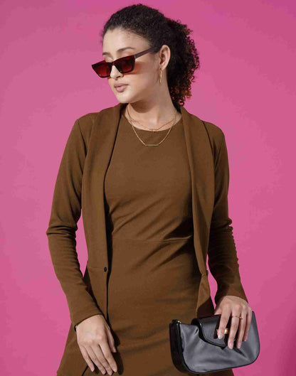 Brown Lycra Plain Co-ord Set