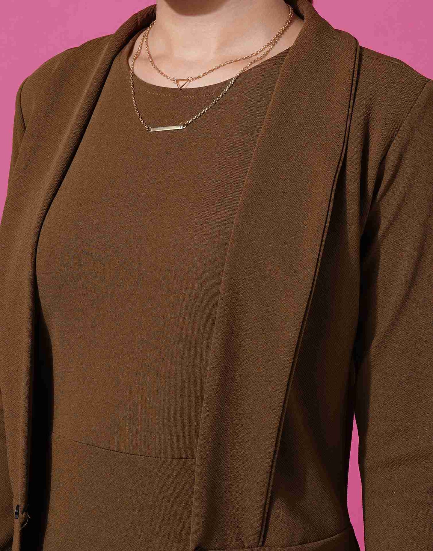 Brown Lycra Plain Co-ord Set