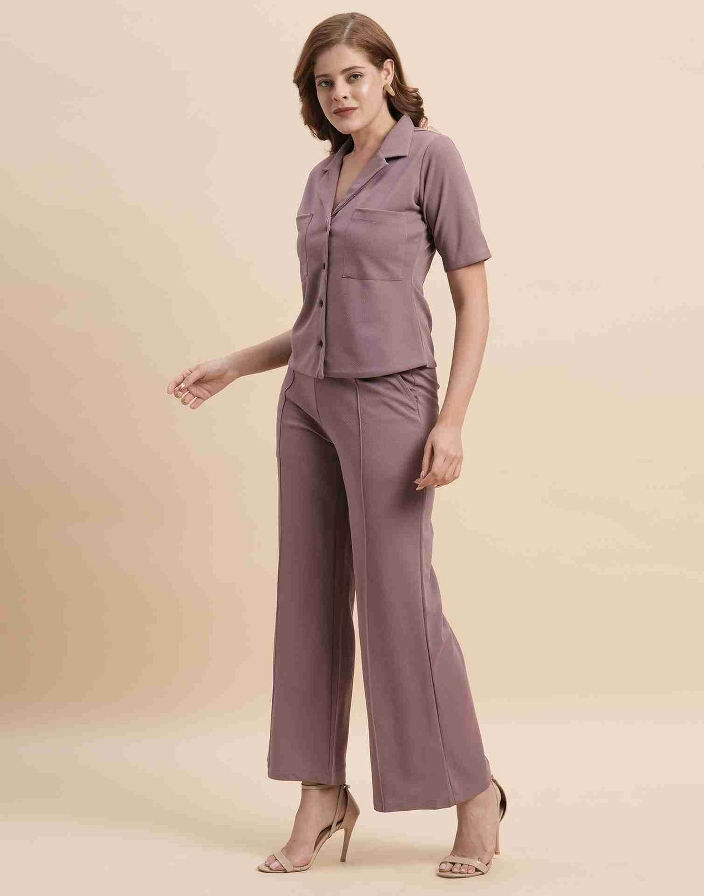 Mauve Lycra Plain Co-ord Set