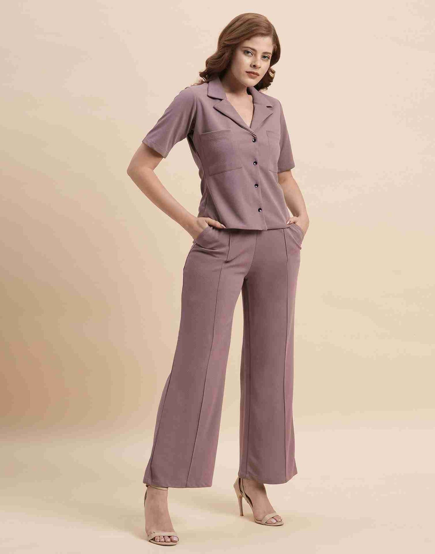 Mauve Lycra Plain Co-ord Set