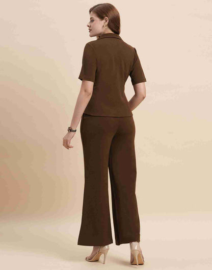 Brown Lycra Plain Co-ord Set